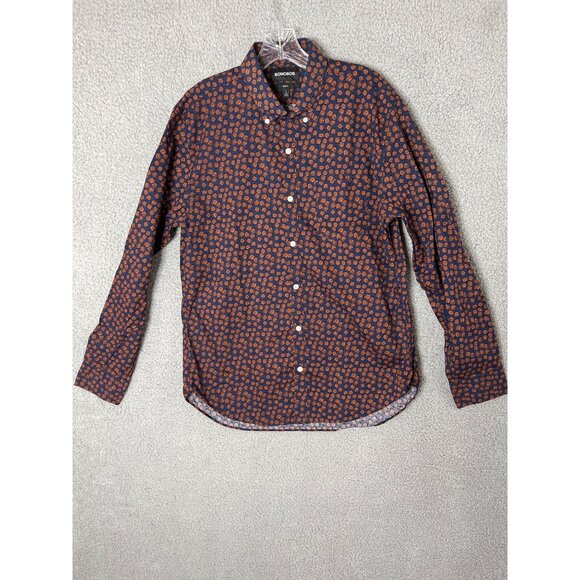 Bonobos Slim Fit Mens Button-Up Shirt Size L Orange Navy Pineapple Print Preppy - Picture 7 of 13